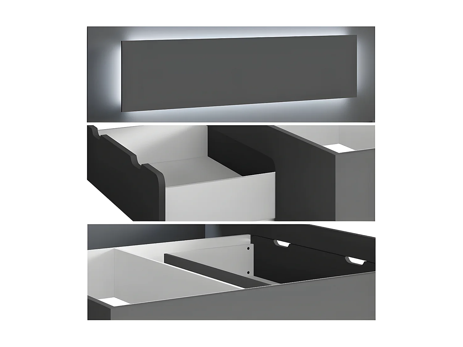 SCHLAFZIMMER-SET Fino mit Lattenrahmen graphit 3-teilig