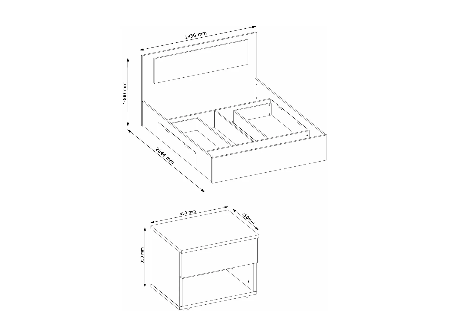 SCHLAFZIMMER-SET Fino mit Lattenrahmen sonoma eiche 3-teilig