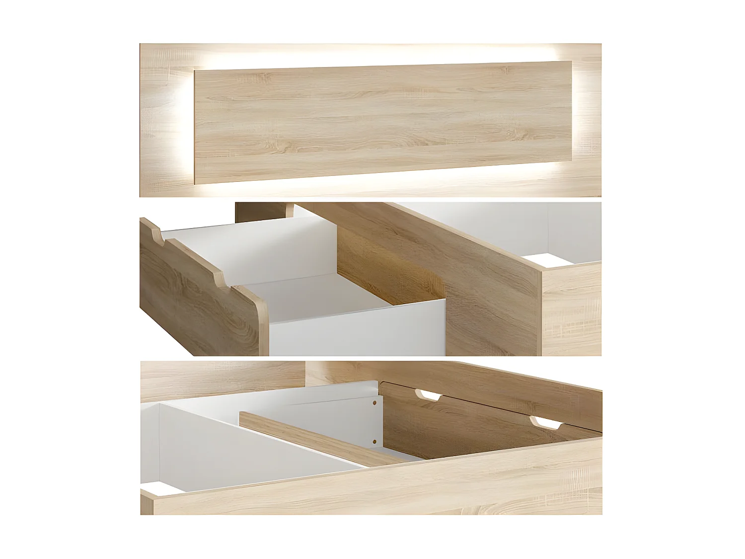 SCHLAFZIMMER-SET Fino mit Lattenrahmen sonoma eiche 3-teilig