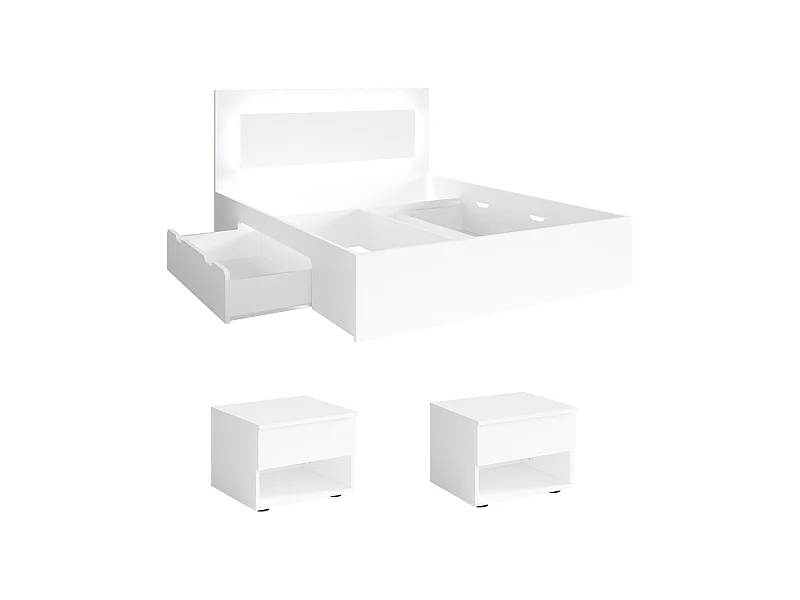 SCHLAFZIMMER-SET Fino mit Lattenrahmen weiß 3-teilig