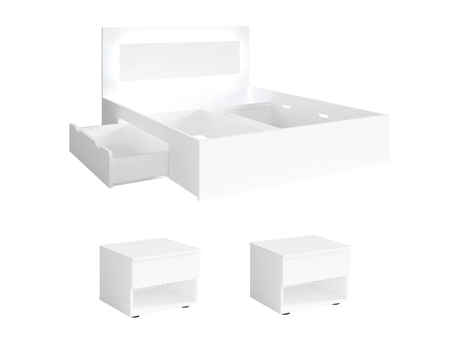 SCHLAFZIMMER-SET Fino mit Lattenrahmen weiß 3-teilig