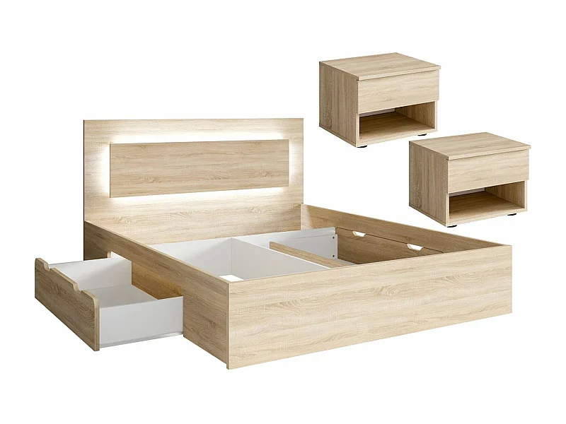 SCHLAFZIMMER-SET Fino sonoma eiche 3-teilig