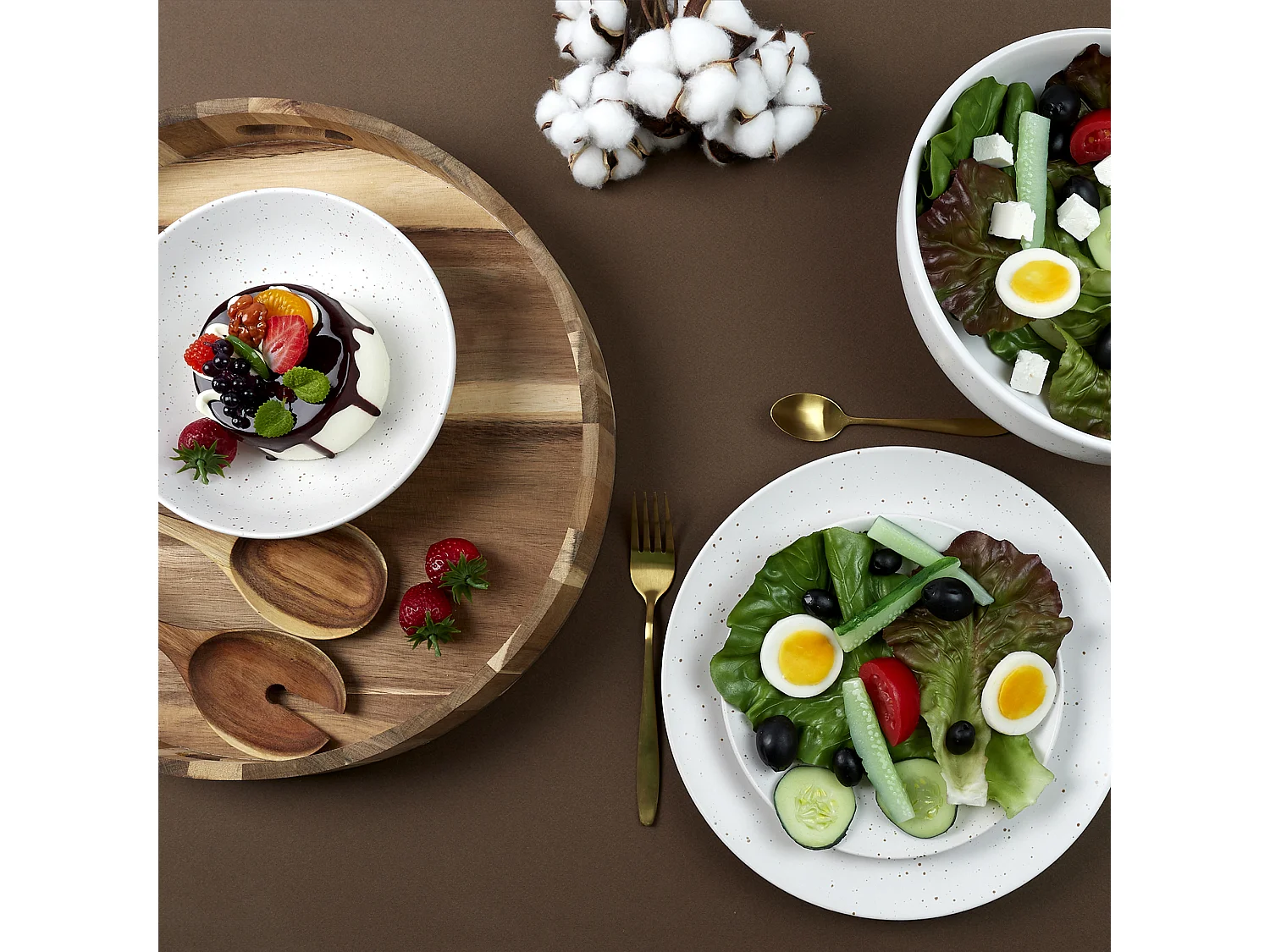 Couverts De Service Acacia Marron