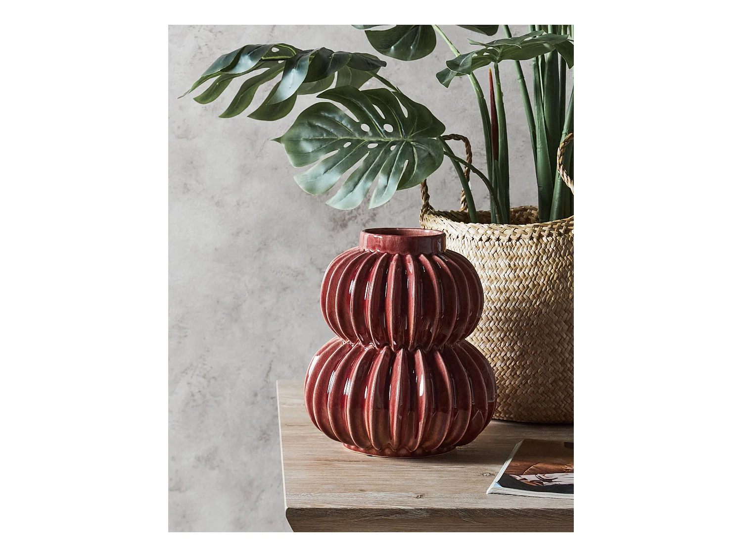 Jarrón para flores WATERMOSS Gres 28 cm Rojo