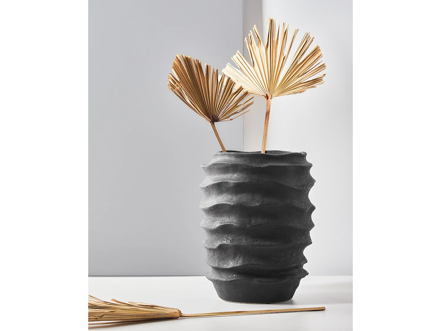 Vase à fleurs FLIER Grès 30 cm Noir