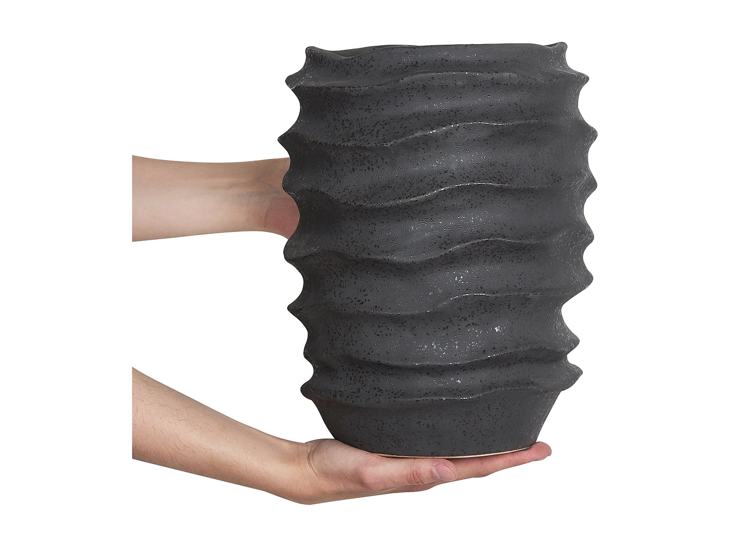 Bloemenvaas FLIER Steengoed 30 cm Zwart