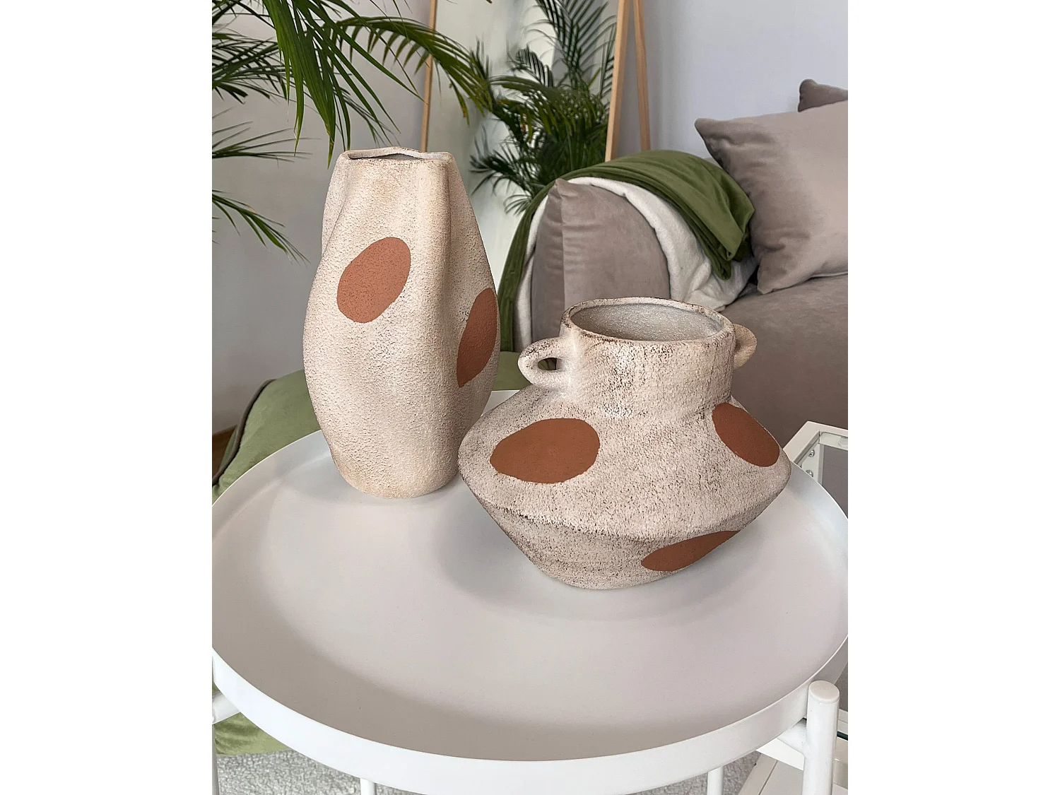 Blumenvase BATOIDEA Steinzeug 25 cm Hellbeige