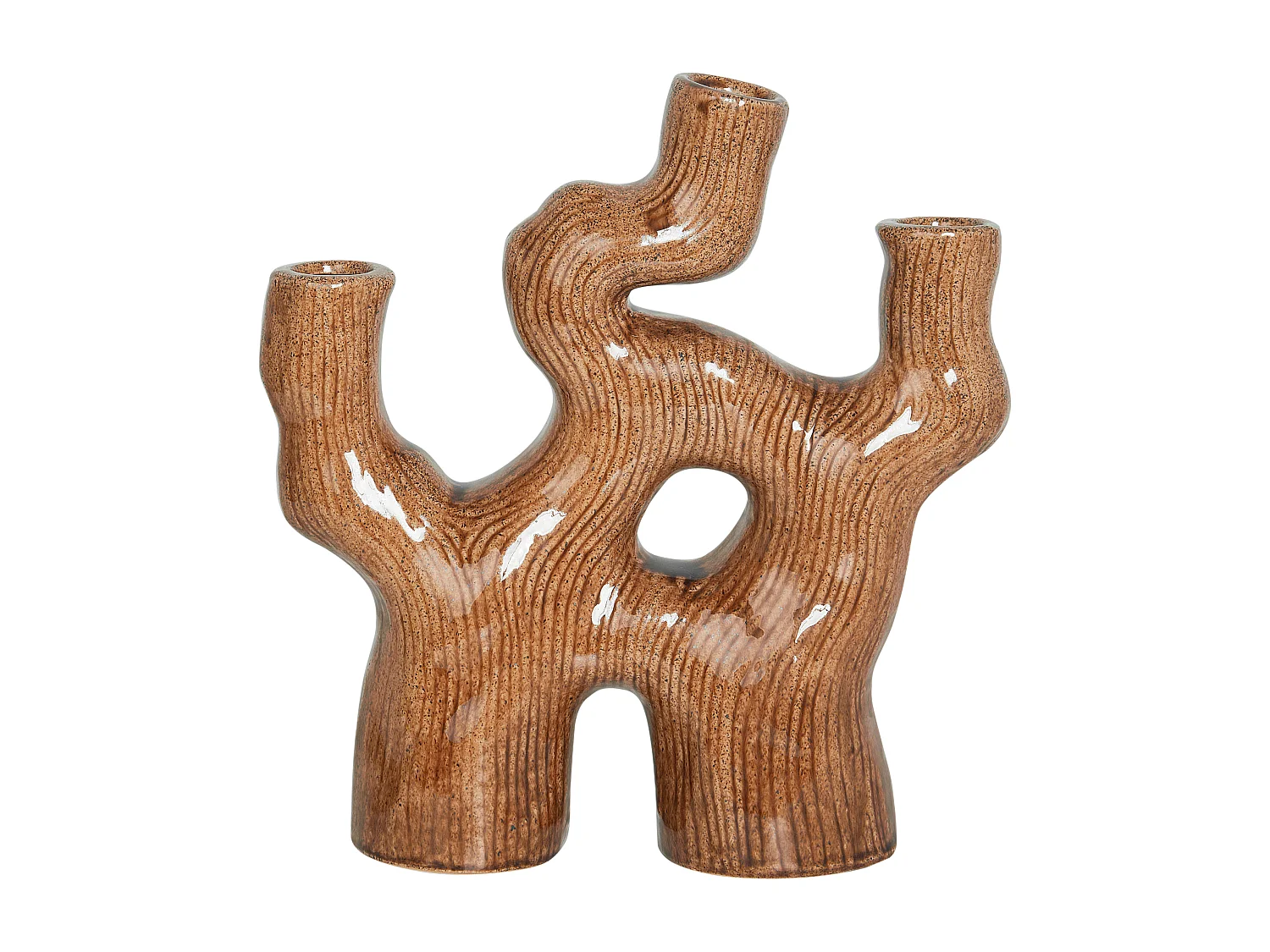 Jarro de flores BARBUS Grés 31 cm Castanho