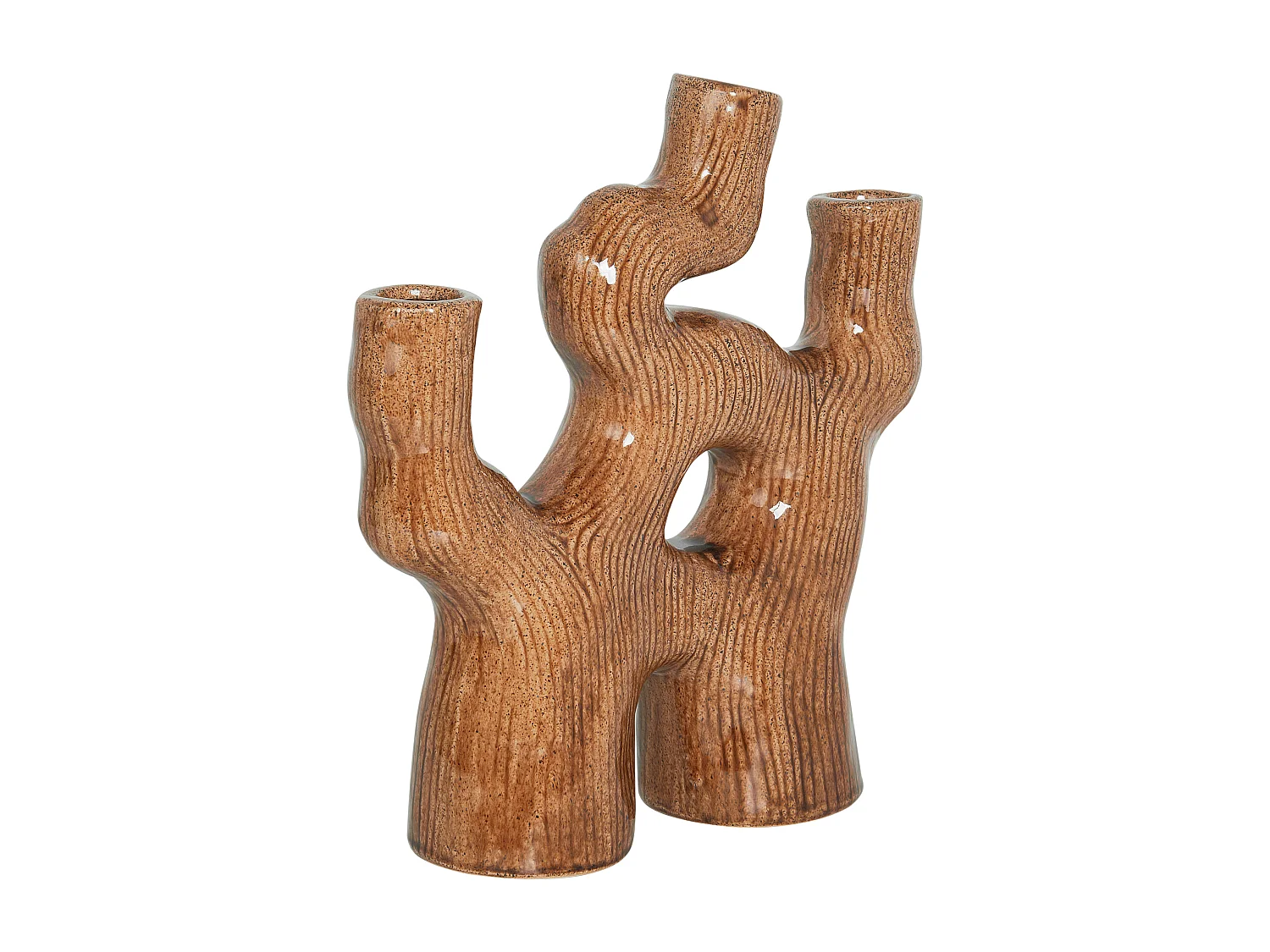 Jarro de flores BARBUS Grés 31 cm Castanho