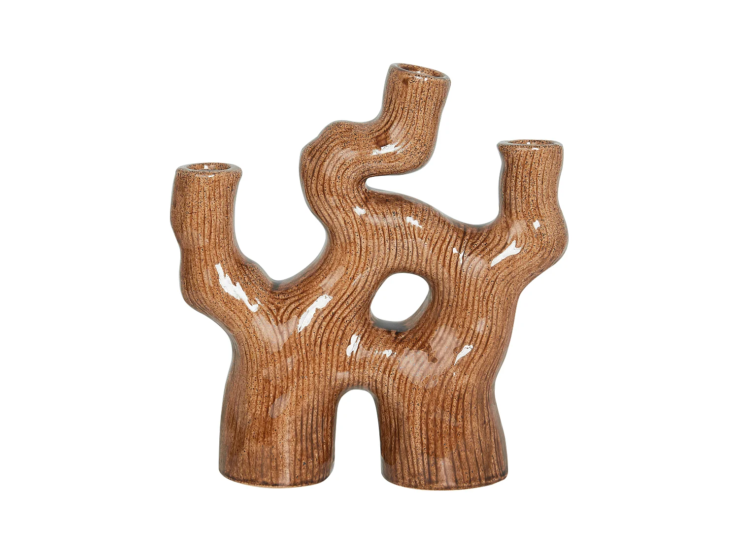 Vase à fleurs BARBUS Grès 31 cm Marron