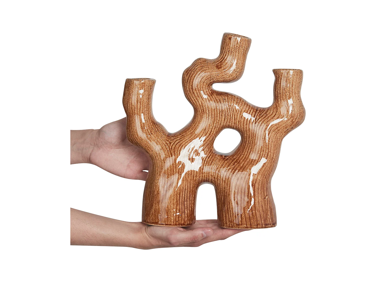 Jarrón para flores BARBUS Gres 31 cm Marrón