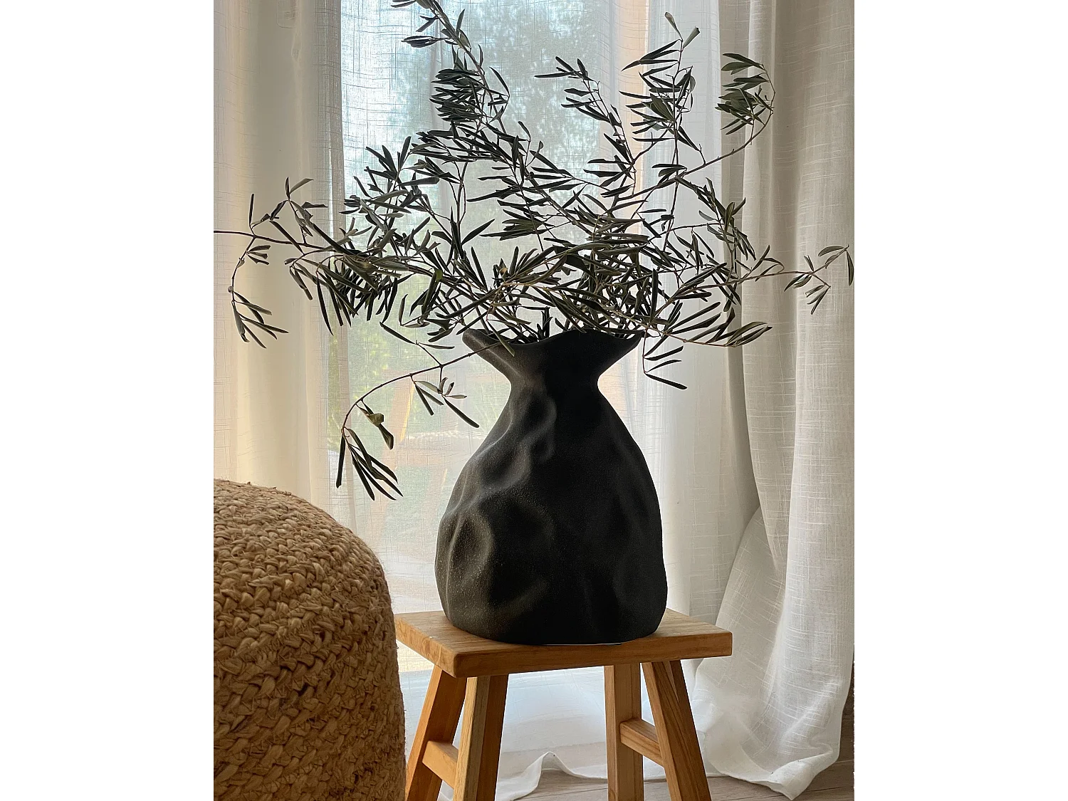 Vase à fleurs COONTAIL Grès 31 cm Noir