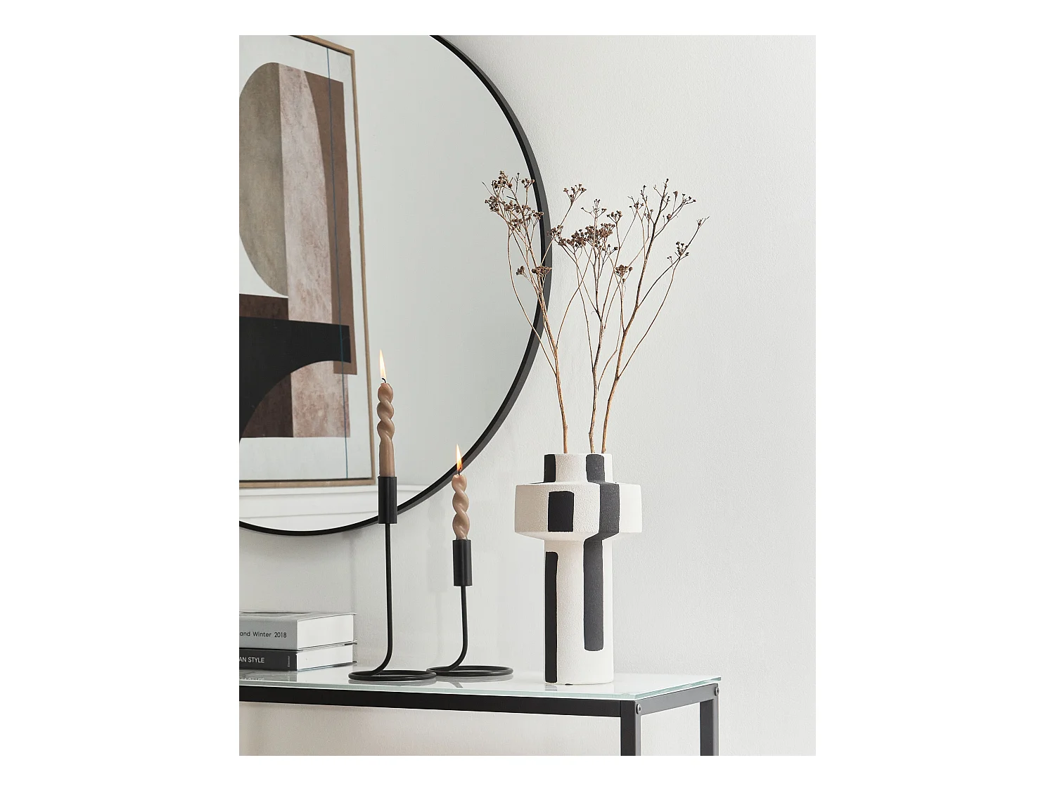 Jarrón para flores ESCOLAR Gres 28 cm Blanco