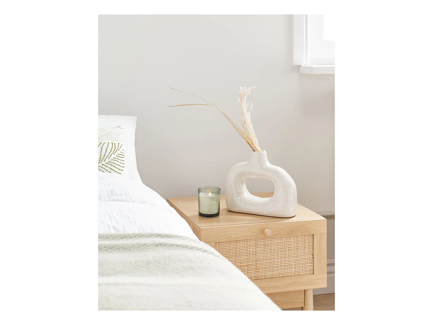 Vase à fleurs MOONEYE Grès 19 cm Blanc cassé