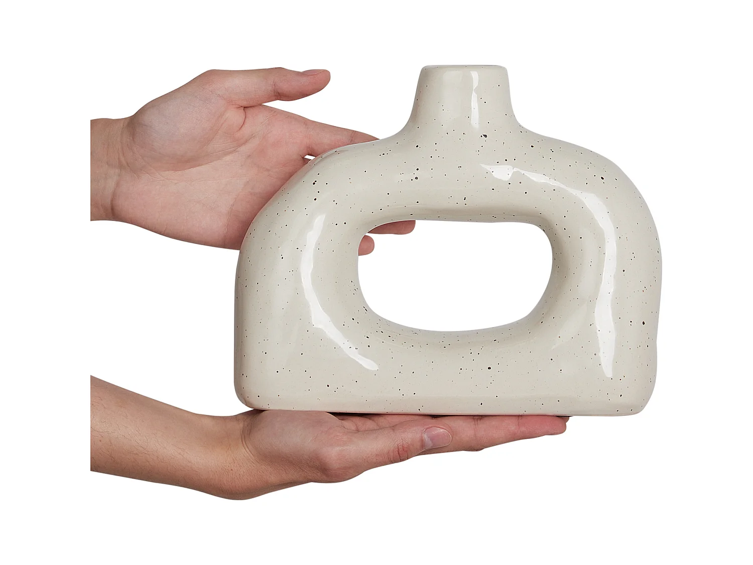 Vase à fleurs MOONEYE Grès 19 cm Blanc cassé