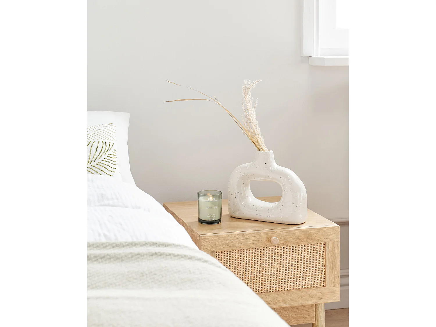 Vase à fleurs MOONEYE Grès 19 cm Blanc cassé