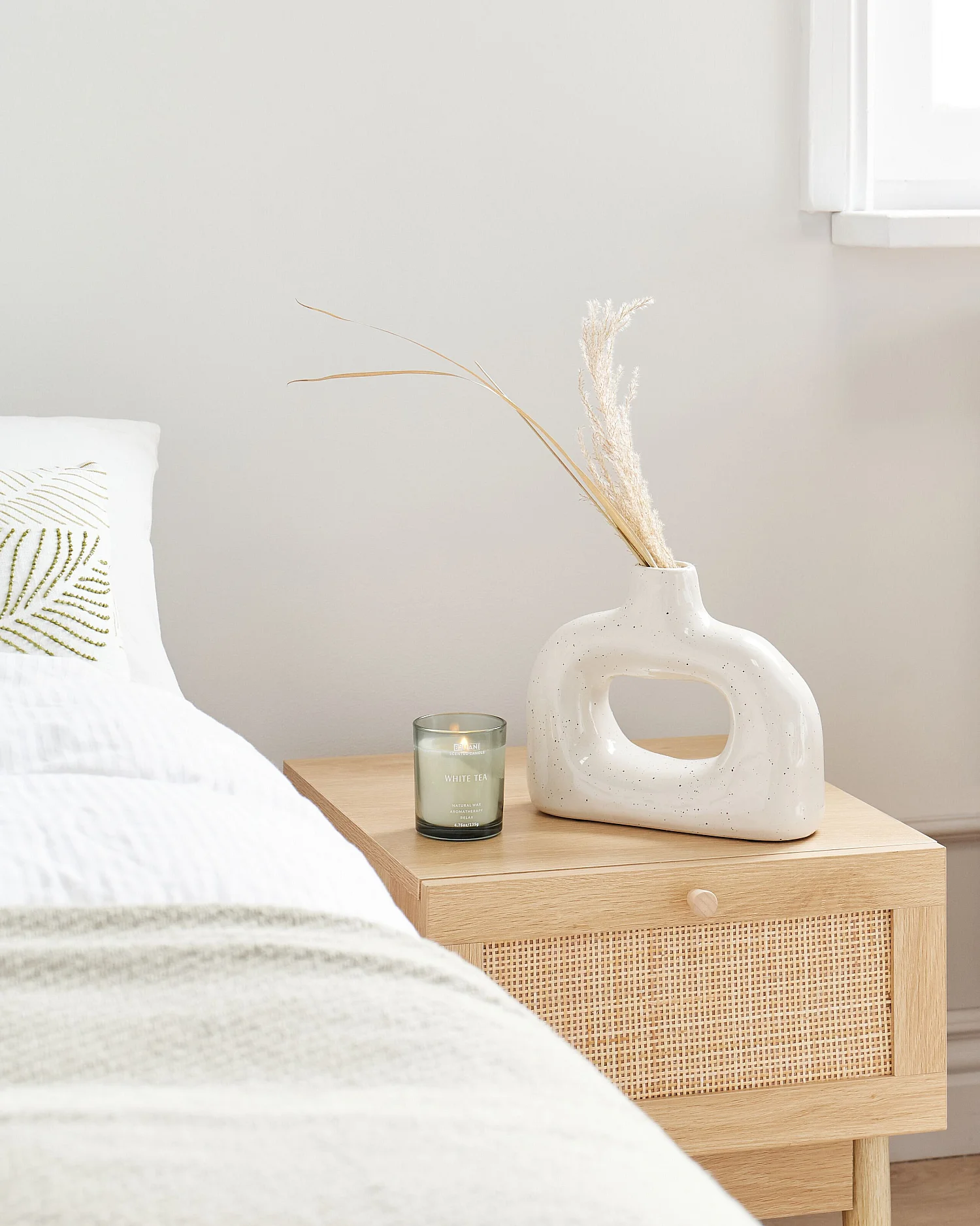 Vase à fleurs MOONEYE Grès 19 cm Blanc cassé