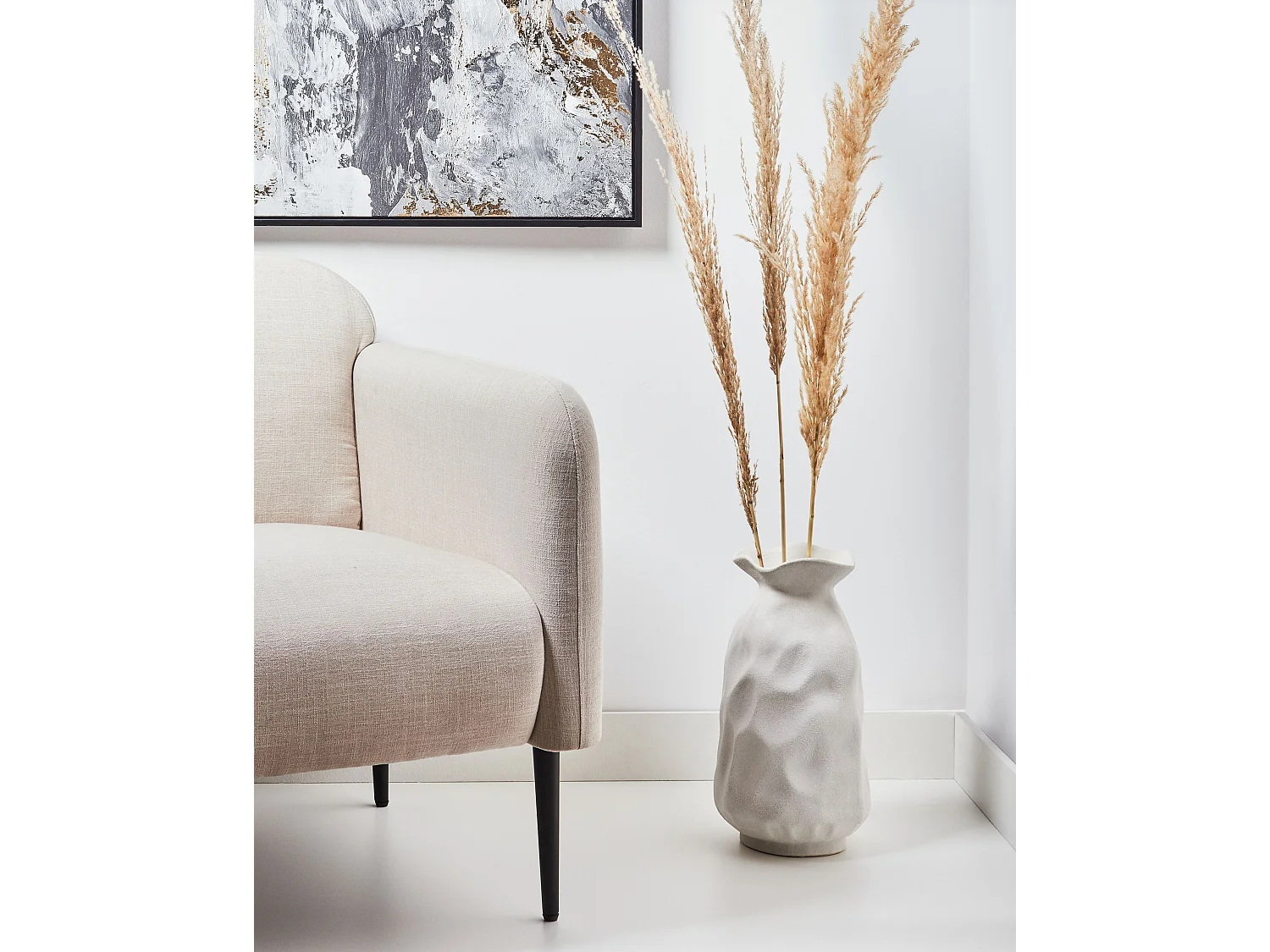 Vaso da fiori CATTAIL Gres porcellanato 40 cm Bianco sporco