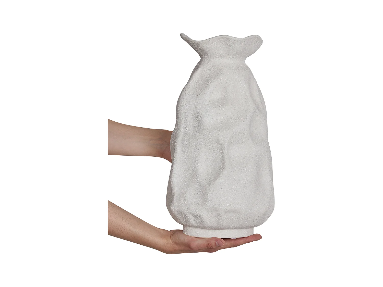 Blumenvase CATTAIL Steinzeug 40 cm Cremeweiss