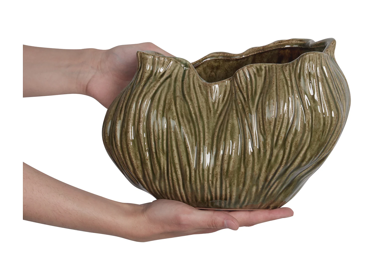 Vase à fleurs WATERLILIES Grès 20 cm Vert