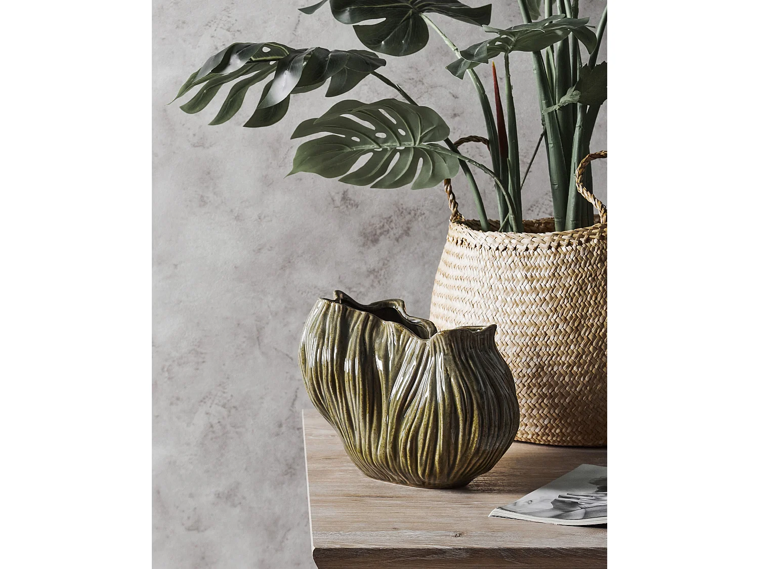 Vaso da fiori WATERLILIES Gres porcellanato 20 cm Verde