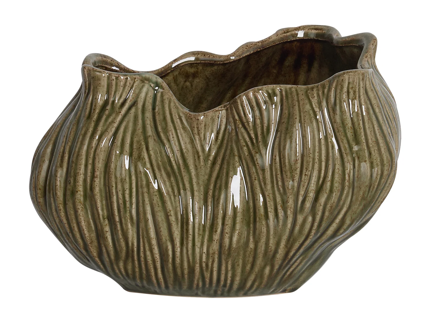 Vase à fleurs WATERLILIES Grès 20 cm Vert