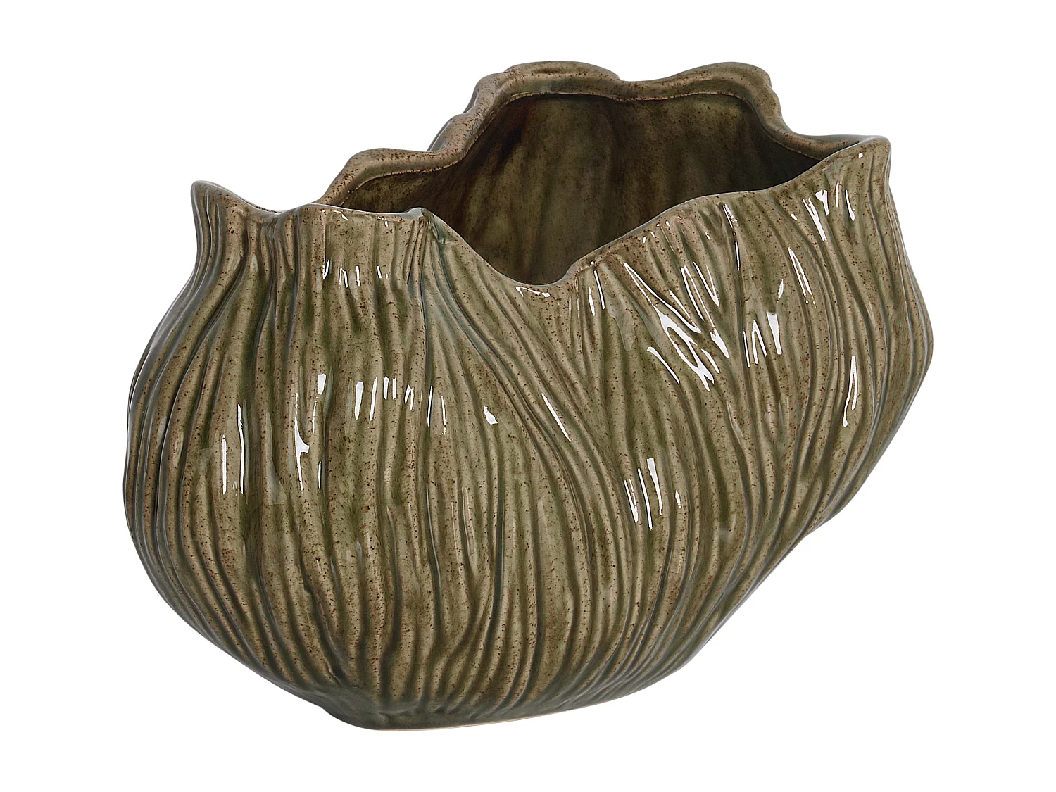 Vase à fleurs WATERLILIES Grès 20 cm Vert