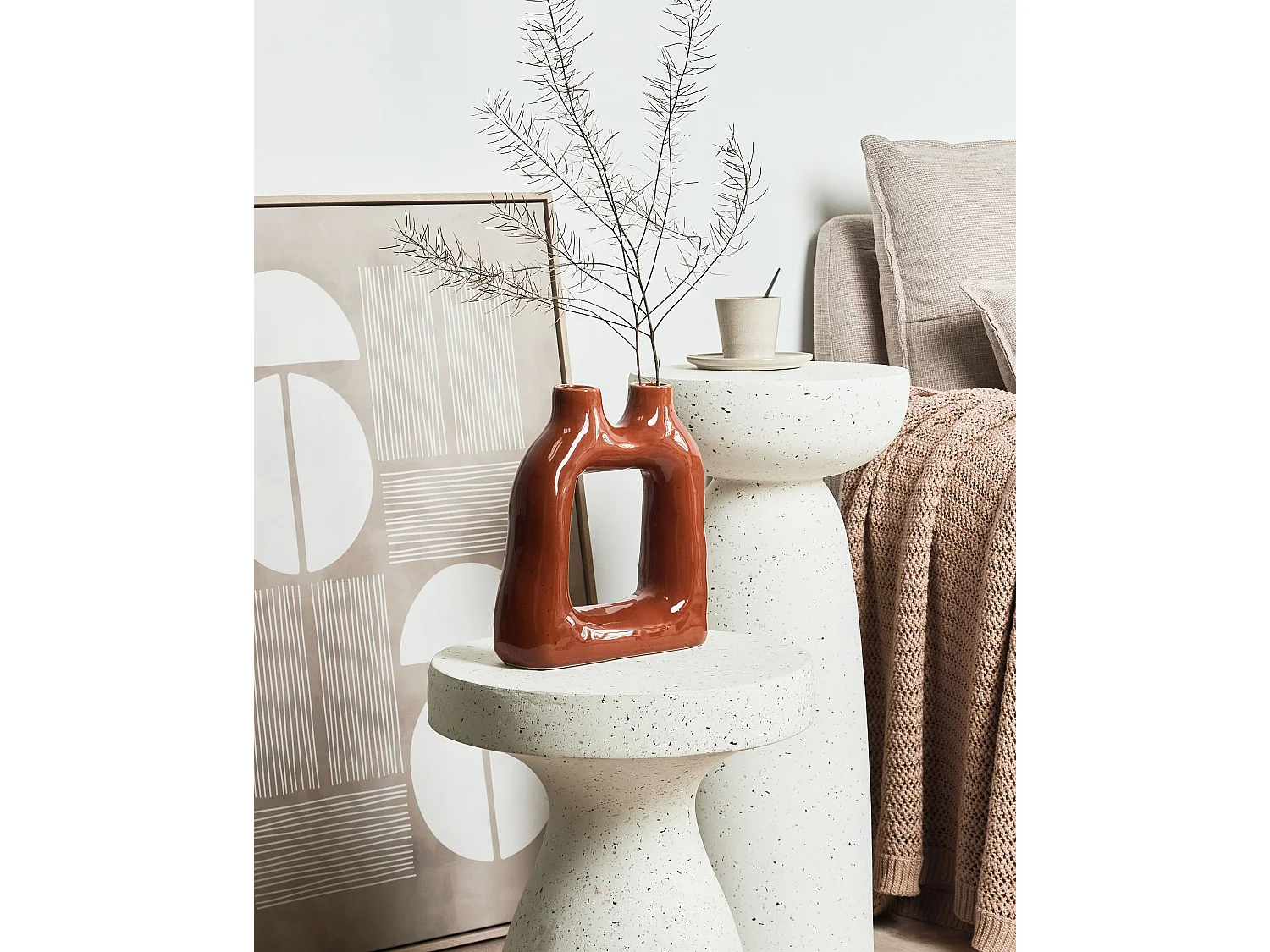 Bloemenvaas MULLET Steengoed 28 cm Bruin