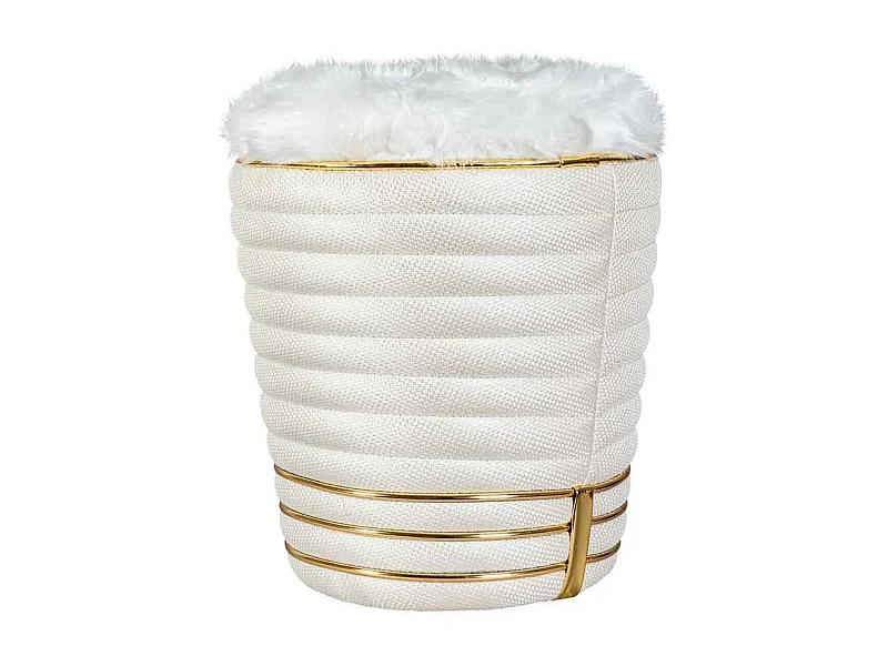 Tabouret en Tissu "Doric" 50cm Ivoire & Or