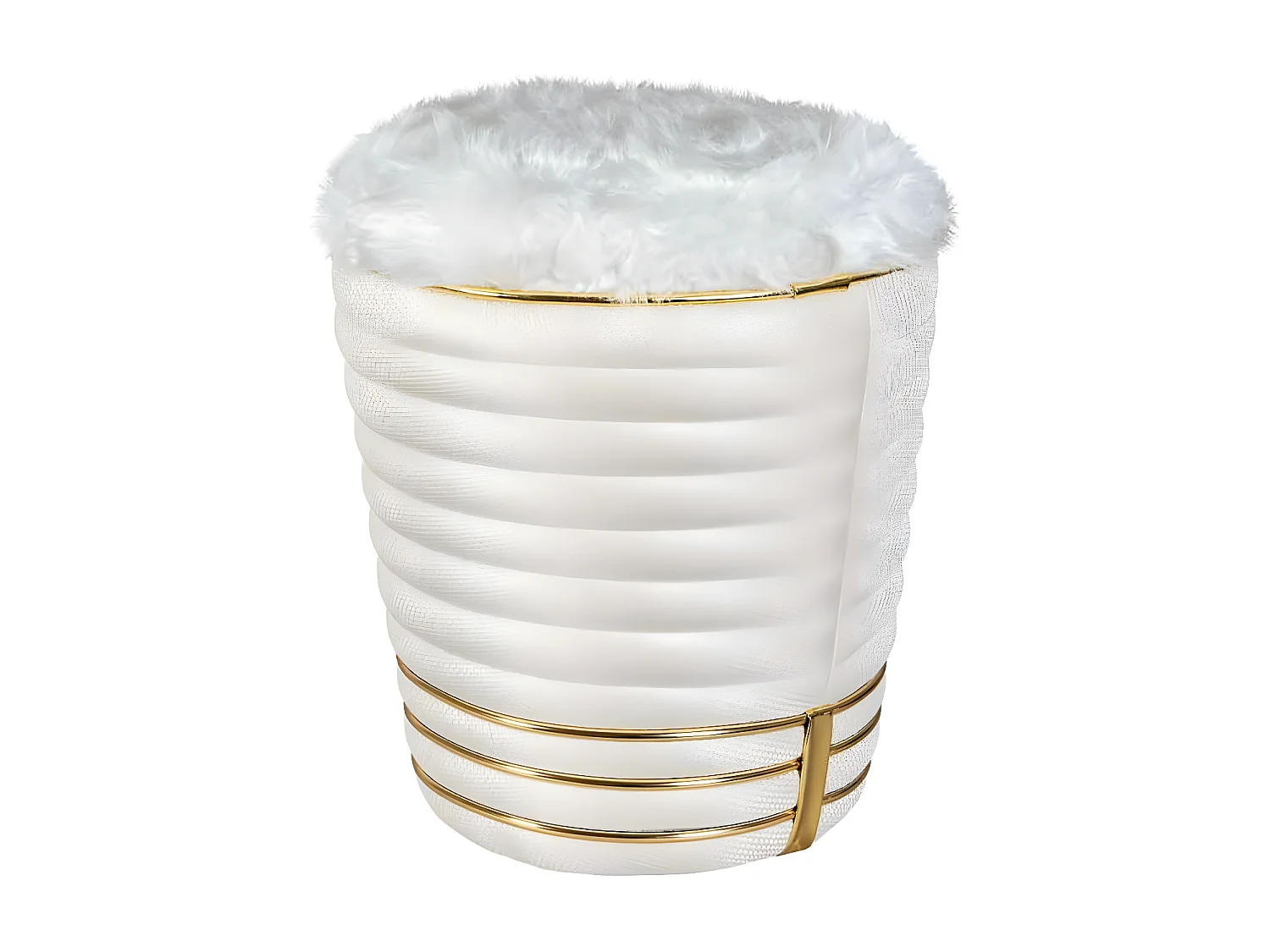 Tabouret en Tissu "Doric" 50cm Ivoire & Or