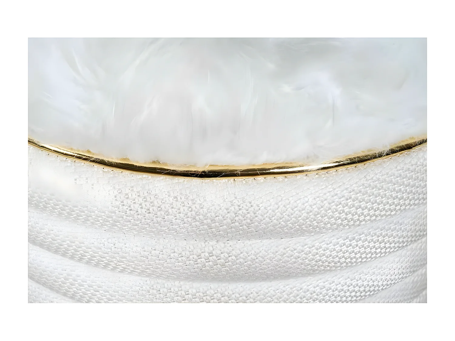 Tabouret en Tissu "Doric" 50cm Ivoire & Or