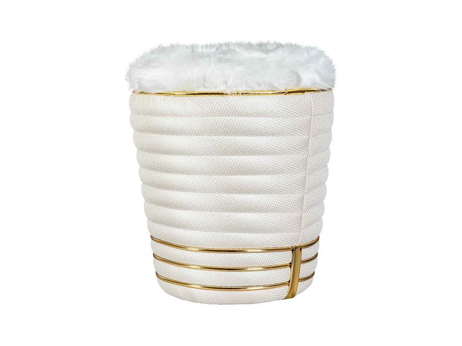 Tabouret en Tissu "Doric" 50cm Ivoire & Or