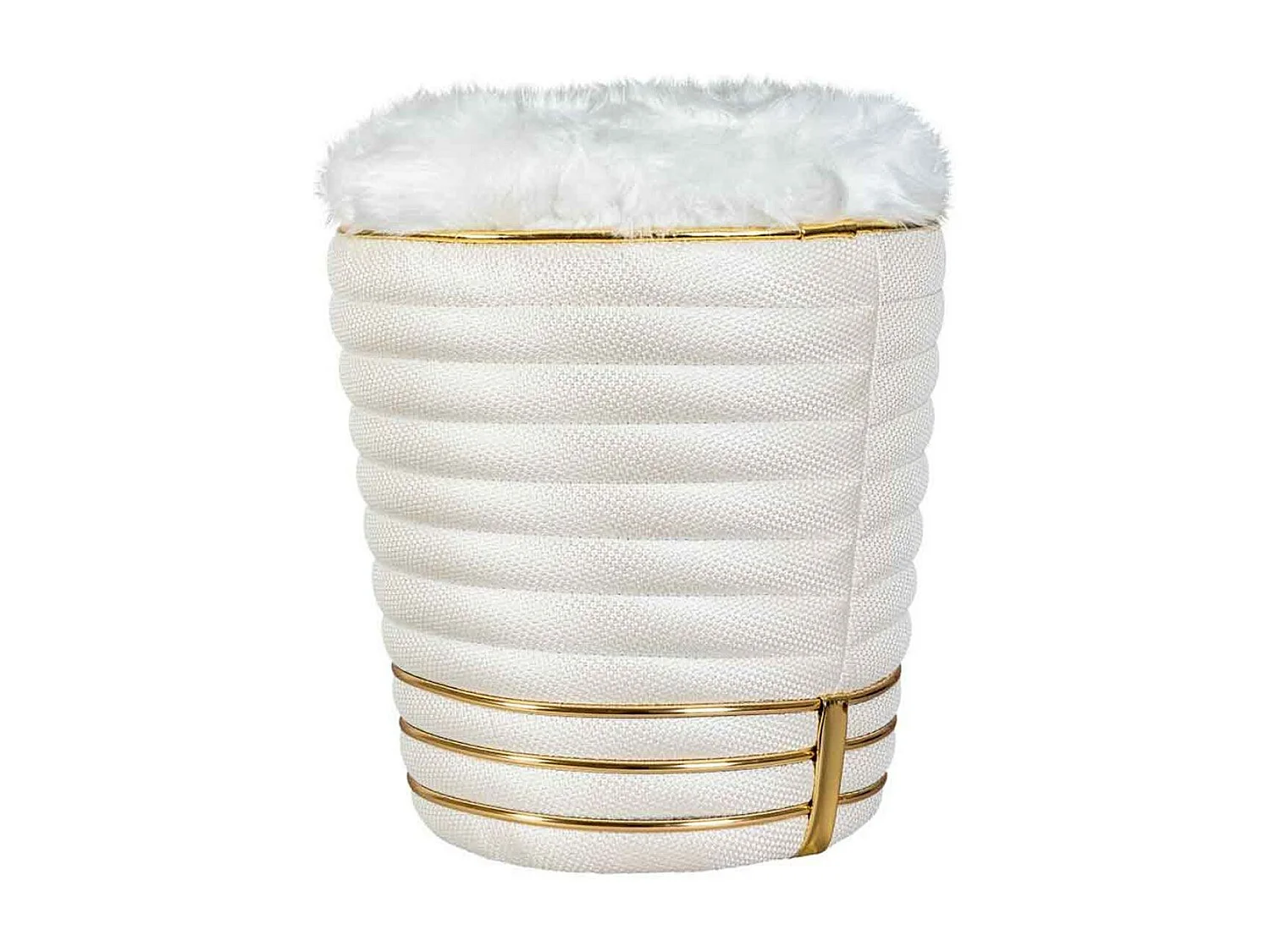 Tabouret en Tissu "Doric" 50cm Ivoire & Or