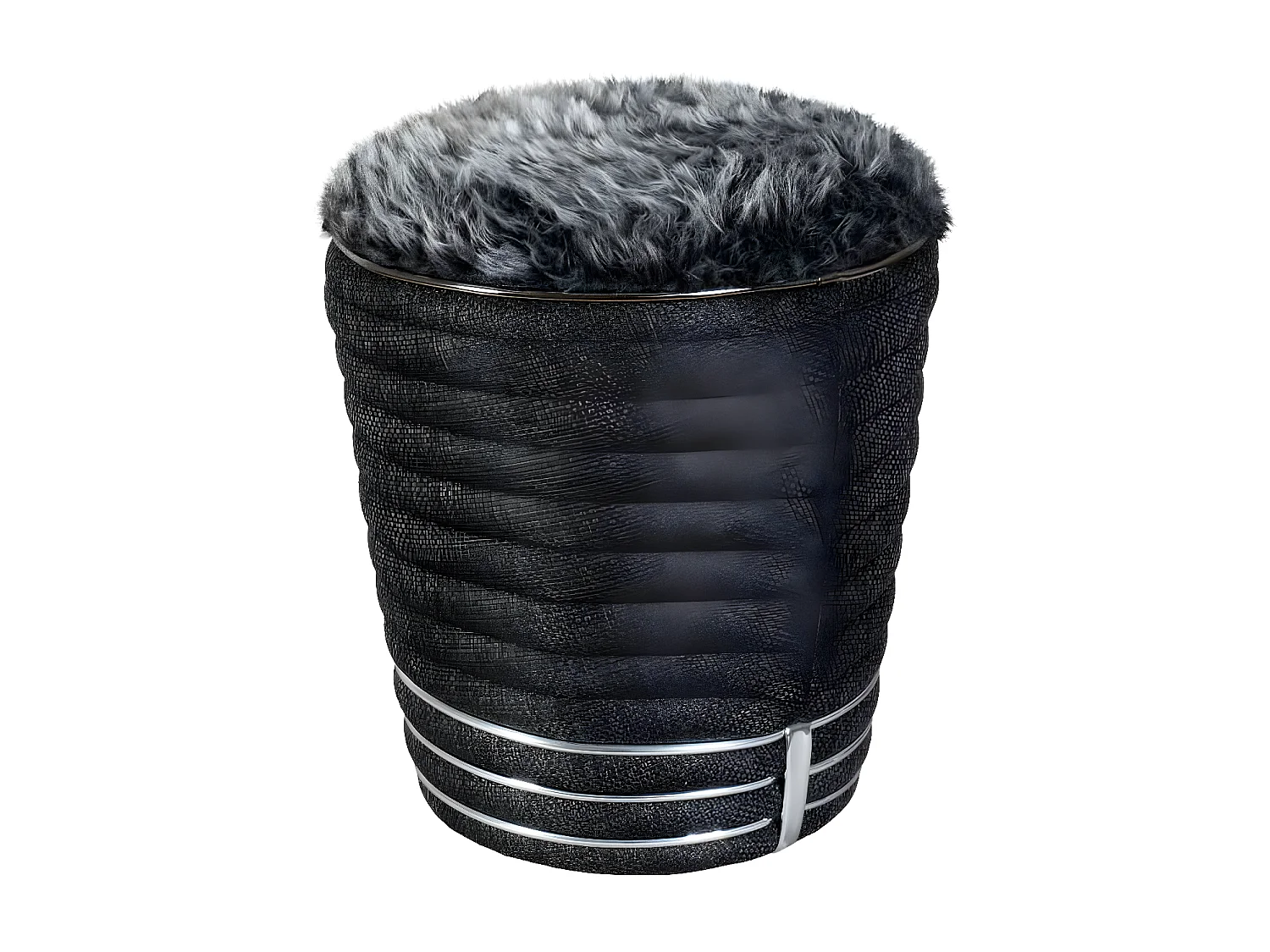 Tabouret en Tissu "Doric" 50cm Anthracite & Argent