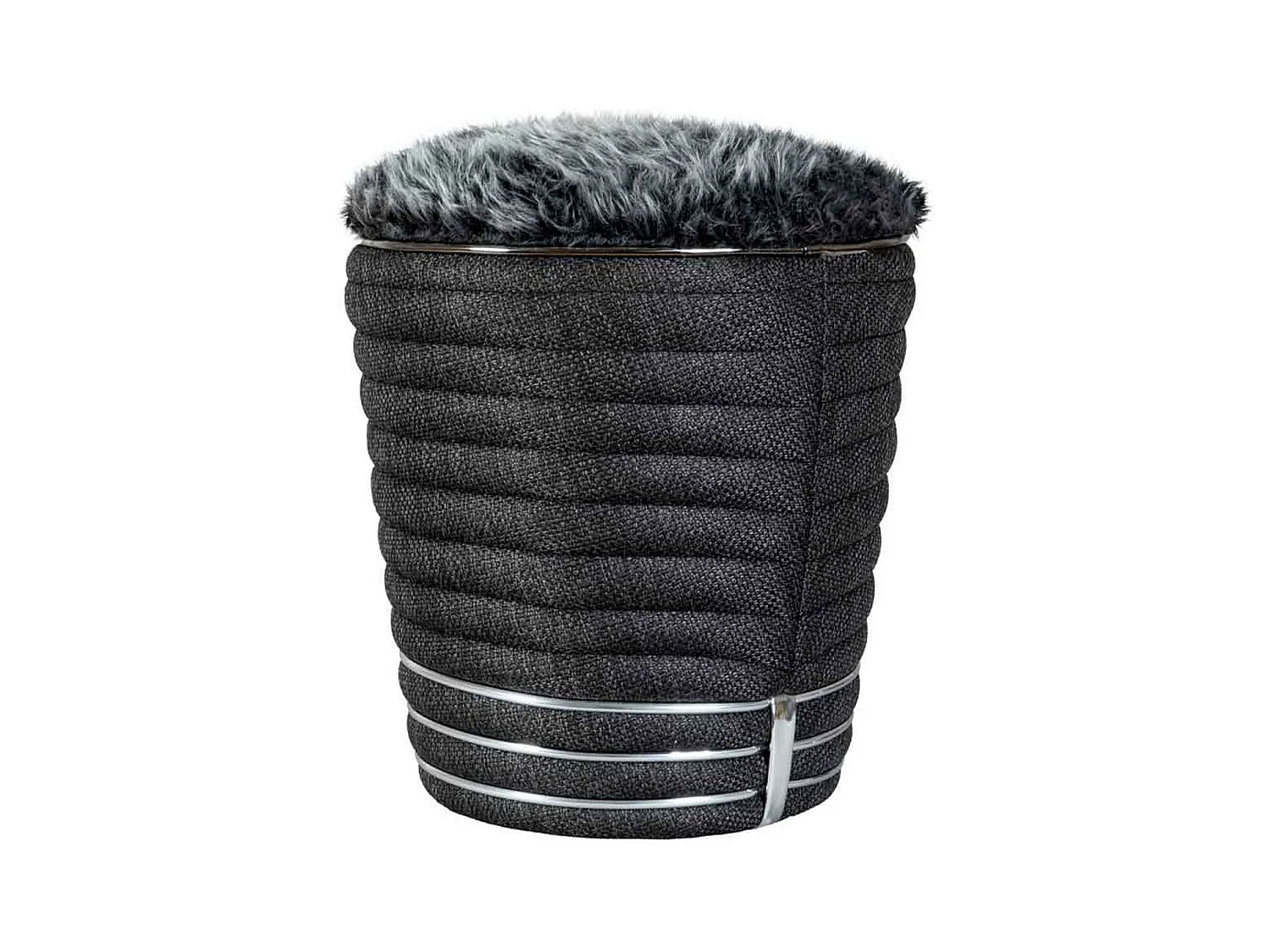 Tabouret en Tissu "Doric" 50cm Anthracite & Argent