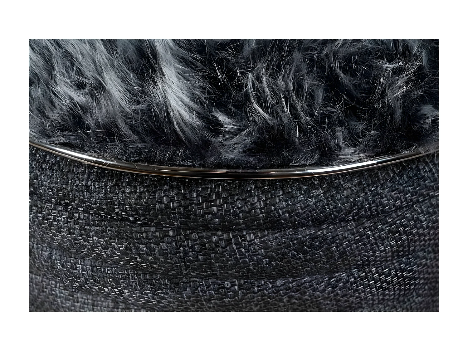 Tabouret en Tissu "Doric" 50cm Anthracite & Argent