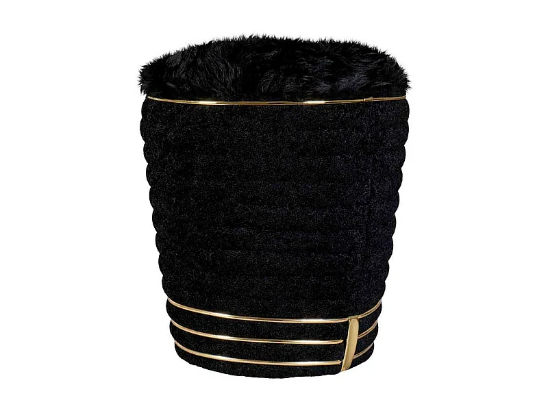 Tabouret Déco en Tissu "Doric" 50cm Noir & Or