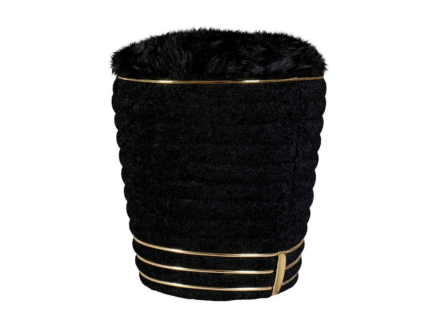 Tabouret Déco en Tissu "Doric" 50cm Noir & Or