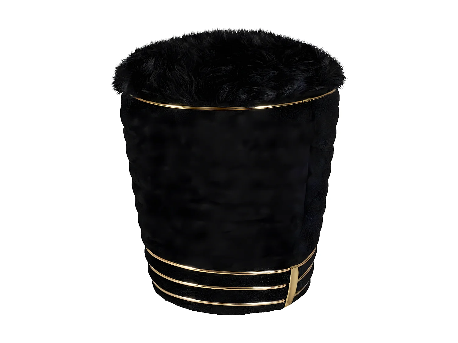 Tabouret Déco en Tissu "Doric" 50cm Noir & Or