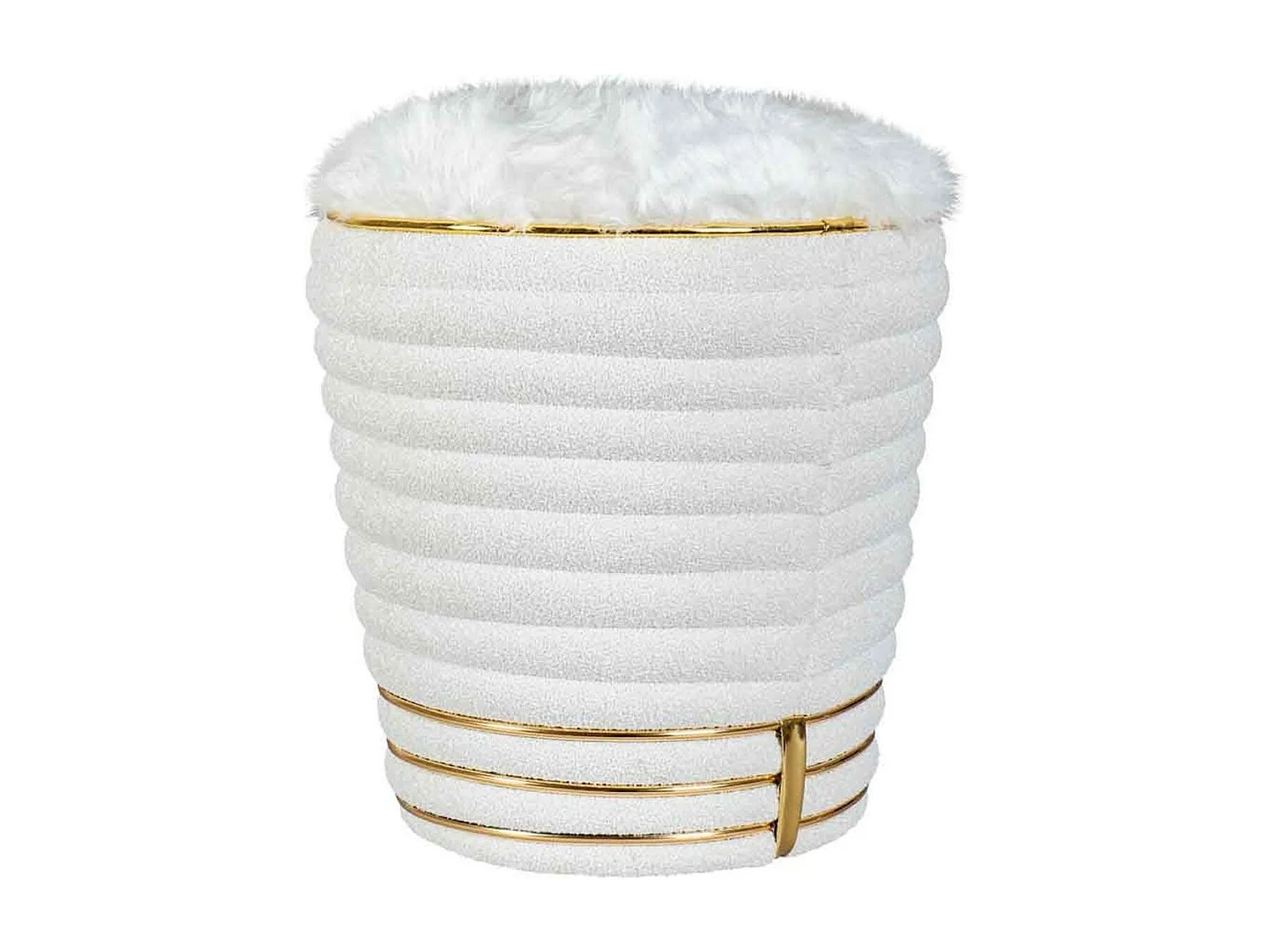 Tabouret Déco en Tissu "Doric" 50cm Blanc & Or