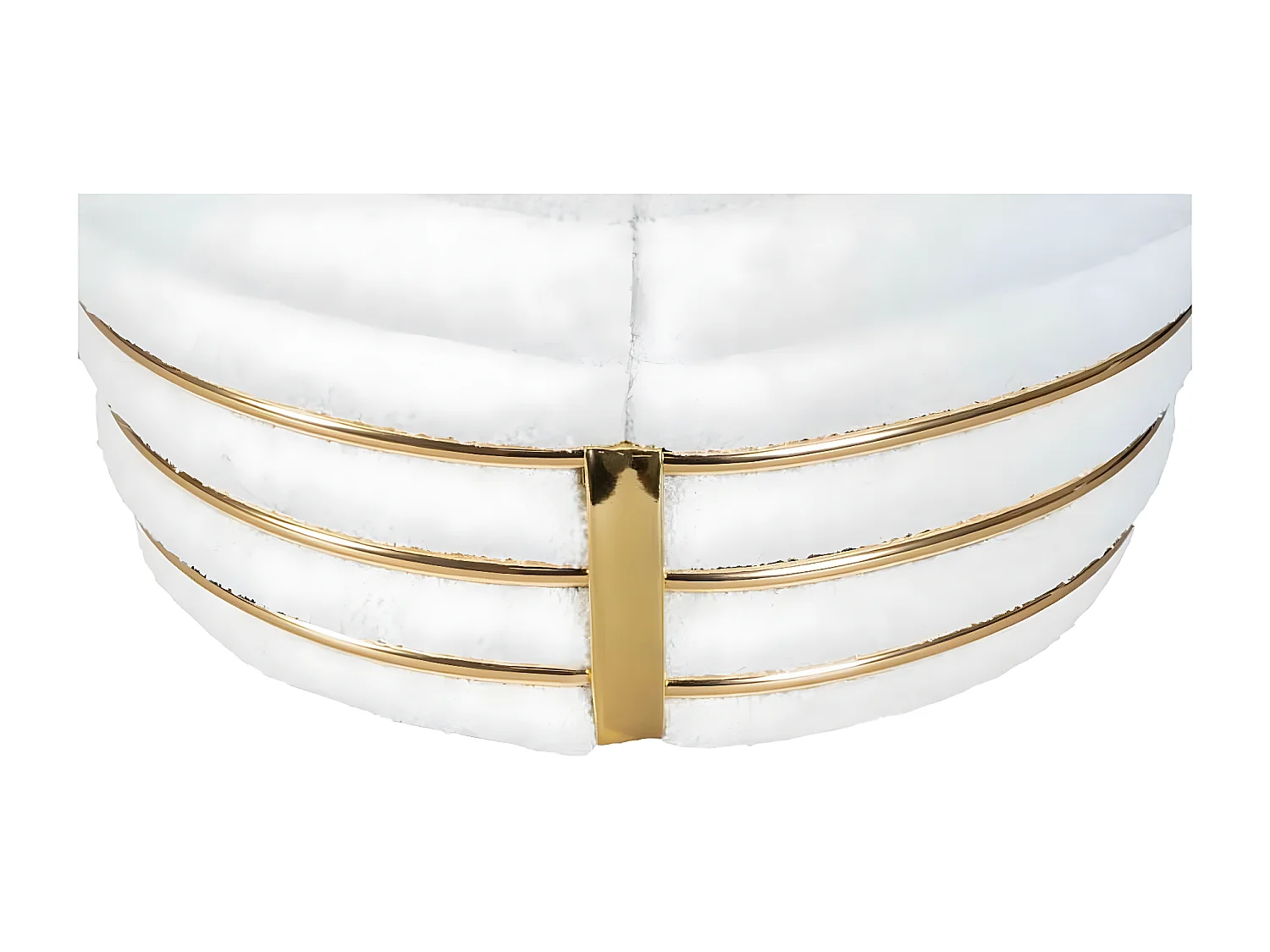 Tabouret Déco en Tissu "Doric" 50cm Blanc & Or