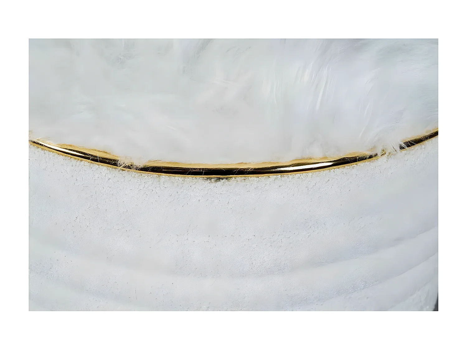 Tabouret Déco en Tissu "Doric" 50cm Blanc & Or