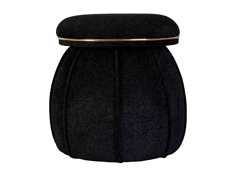 Tabouret Rond Déco "Corin" 55cm Noir & Or