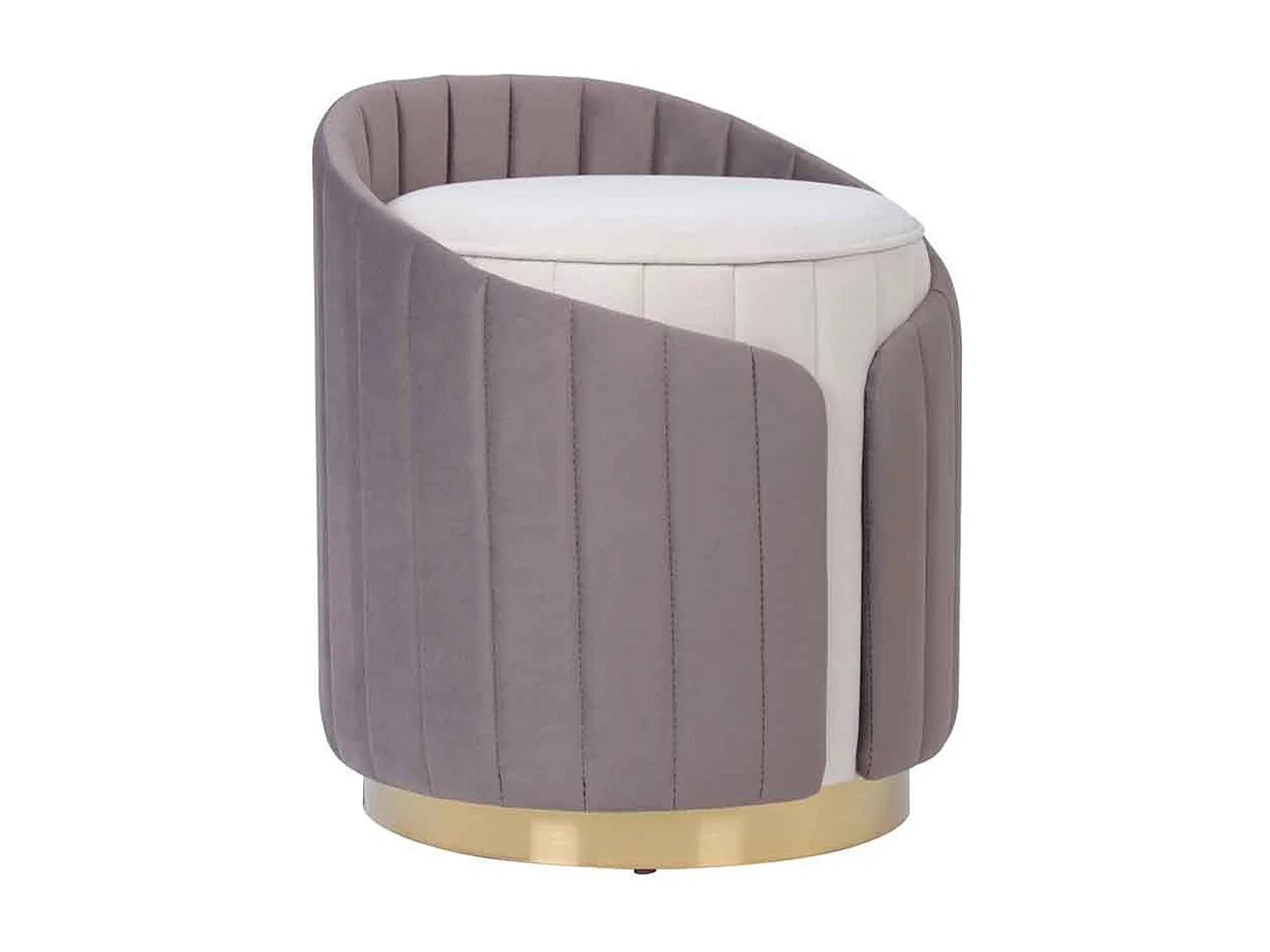 Tabouret Support Dorsal "Corvin" 45cm Ivoire & Taupe