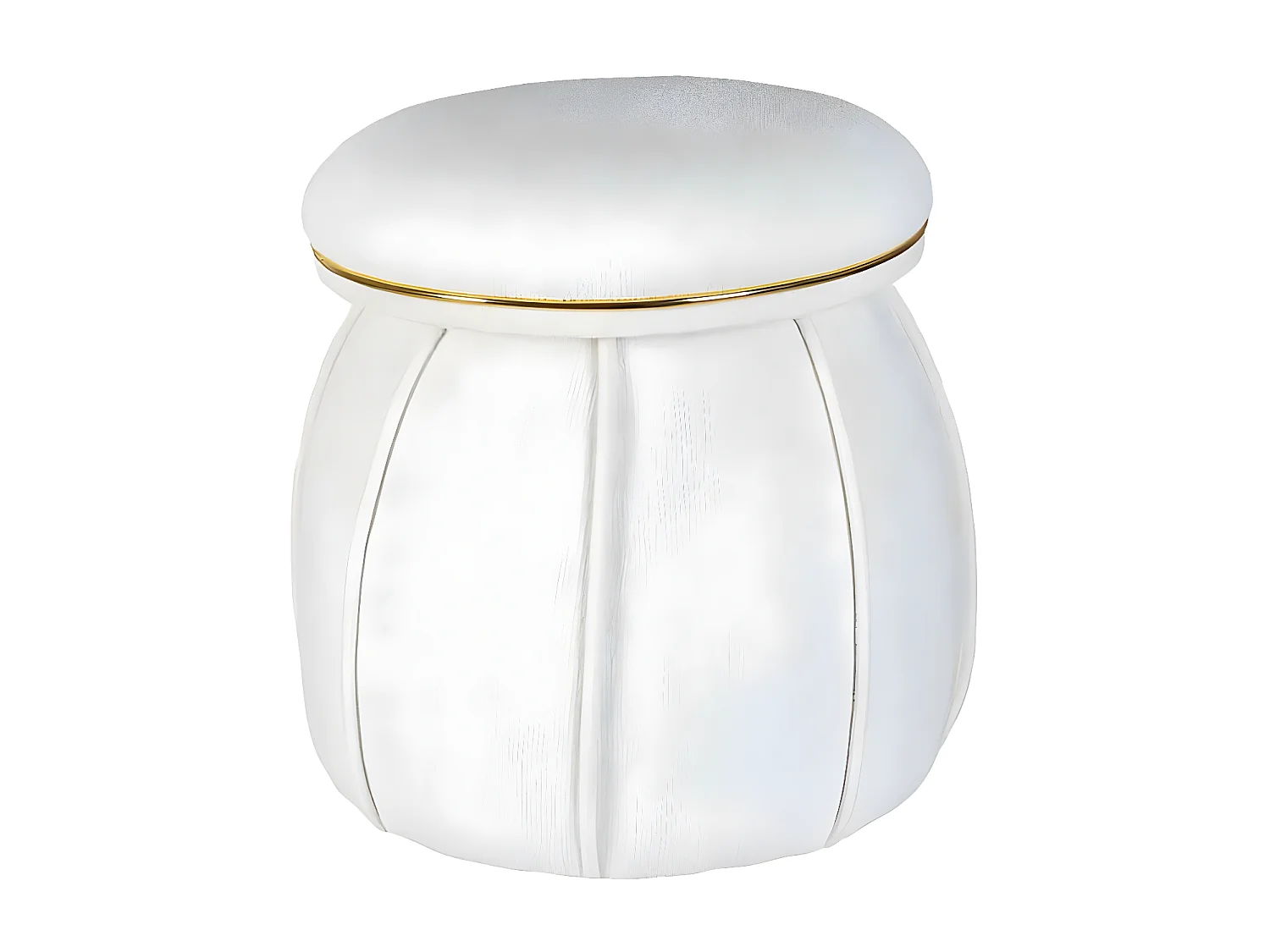 Tabouret Rond Déco "Corin" 55cm Blanc & Or