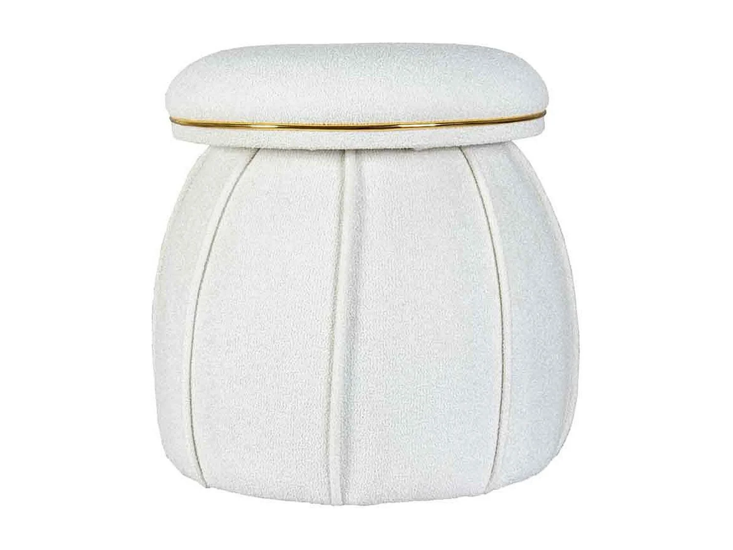 Tabouret Rond Déco "Corin" 55cm Blanc & Or