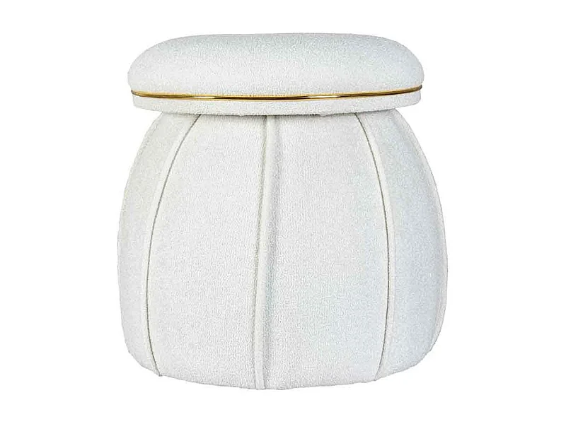Tabouret Rond Déco "Corin" 55cm Blanc & Or