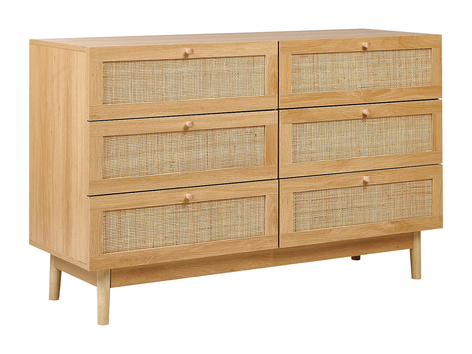 Commode à 6 tiroirs NIVO Marron clair