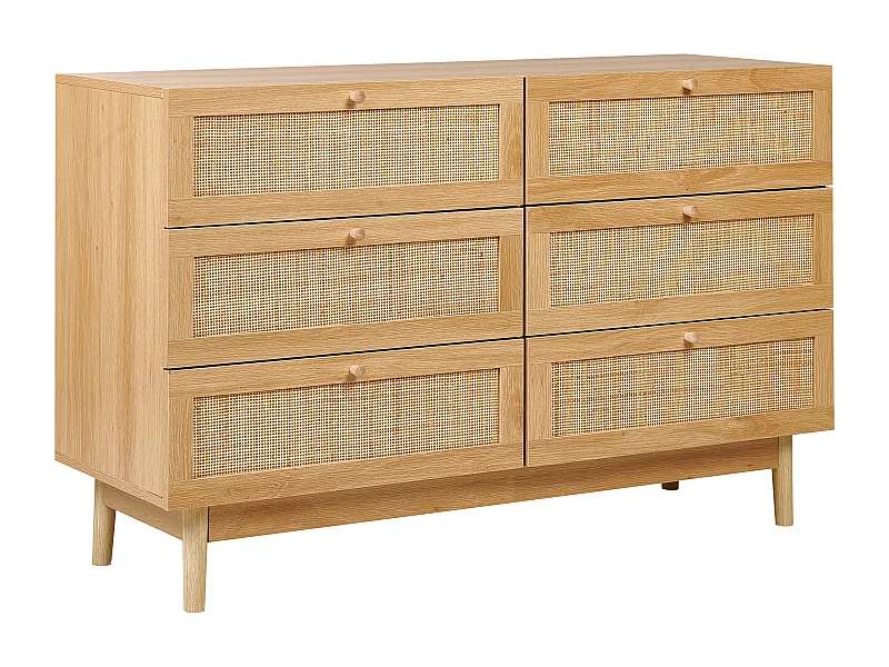 Commode à 6 tiroirs NIVO Marron clair