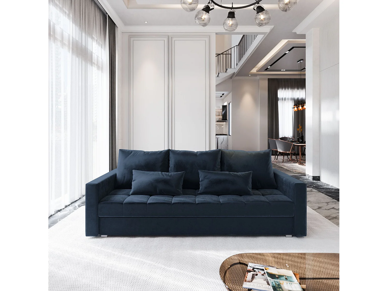 Slaapbank SIRO Pluche stof Blauw